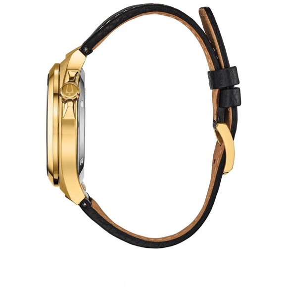 New BULOVA MEN'S MAQUINA AUTOMATIC BLACK LEATHER STRAP WATCH - Picture 2 of 9